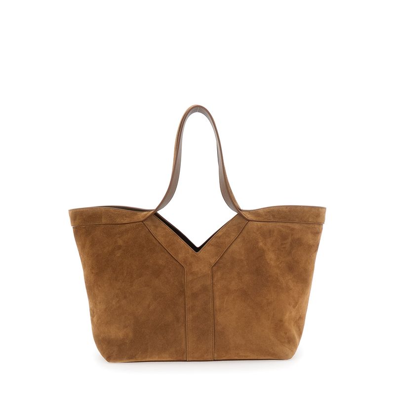 Saint Laurent Women Ysl Bo Y Tote Bag S Beige Leather Shopper Bag For Women